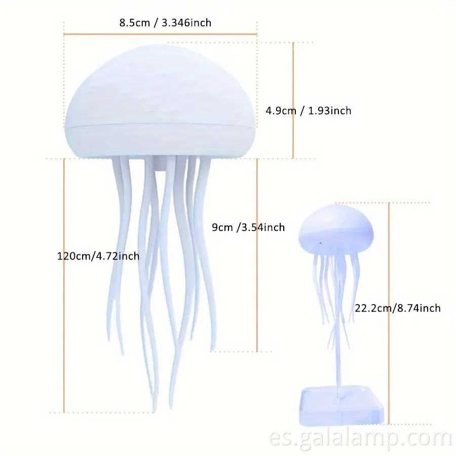 Lámpara moderna de mesa de medusas con luz LED de cambio de color ajustable